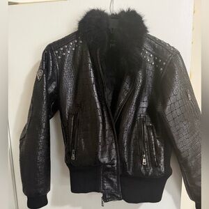 Pelle Pelle Black Croc-Embossed Jacket